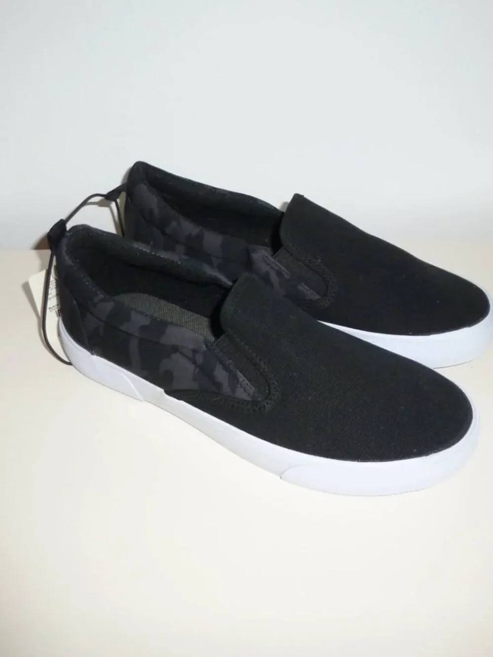 There Abouts Black Canvas Slip-On Shoes - Men SZ 6